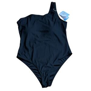 NWT Evolyline Asymmetric Black Swimsuit One Shoulder XXL Minimalist Resort
